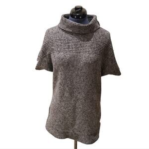 Columbia grey cotton blend heathered grey short sleeve women's sweater large